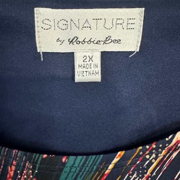 Signature by Robbie Bee Multicolor w Gold Tie Knot Dress Bell Sleeves Si… - Picture 14 of 17
